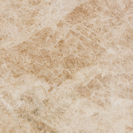 a close-up of a natural stone with a creamy-white base color, featuring irregular patterns of light beige and grey veins, and a polished surface with a slight shine.