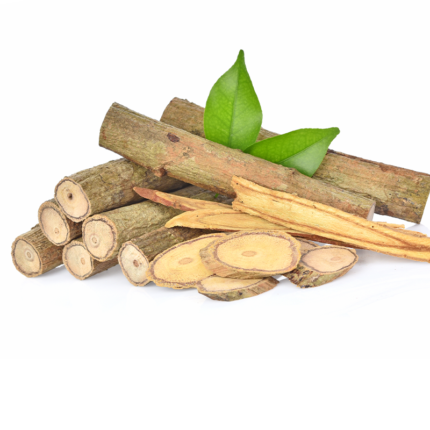 A medicinal herb used in Ayurvedic medicine, with its distinctive yellowish-brown color and rough texture.
