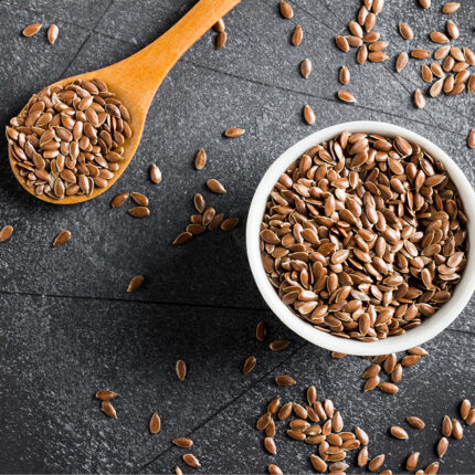 Small, oval-shaped seeds with a shiny, smooth texture. They are typically brown or golden in color and have a mild, nutty flavor. Rich in omega-3 fatty acids, fiber, and other nutrients, flax seeds are often used in cooking and baking for their potential health benefits.