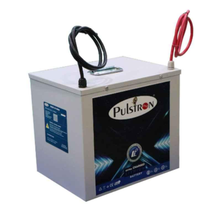 The battery has a capacity of 40Ah and operates at a voltage of 60V, making it suitable for powering solar inverters and storing solar energy. It is enclosed in a metal case for enhanced durability and protection. With its advanced technology, metal case design, and efficient performance, the Pulstron 60V 40Ah Metal Lithium Iron Phosphate Solar Inverter Battery is a reliable and durable choice for solar power storage requirements.