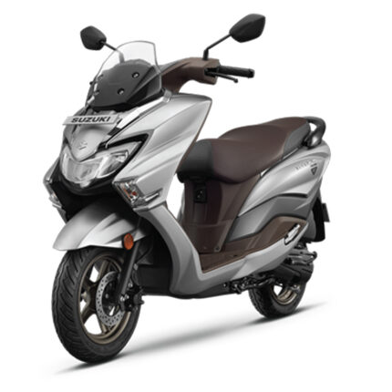 The scooter features a modern and sporty design with a sharp front fascia, a tall windscreen, and stylish body lines. It has large wheels for stability, ample storage space under the seat, and a powerful engine for smooth acceleration. The Burgman Street is known for its luxury scooter features, including an LED headlight, digital instrument cluster, and a comfortable riding experience, making it a popular choice for urban commuting and long rides.