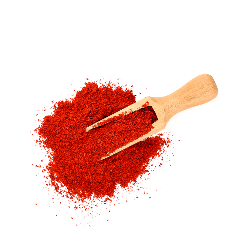 Red chili powder, a spice commonly used in cooking and seasoning to add heat and depth of flavor to dishes, made from ground dried chili peppers.