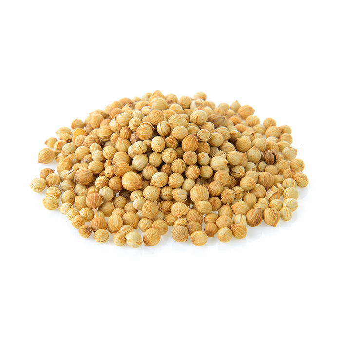 Coriander Seeds In A Bowl, Commonly Used As A Spice In Cooking And Seasoning, Known For Their Warm And Citrusy Flavor.