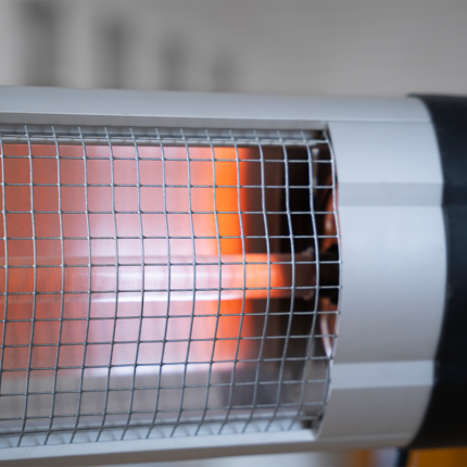 The heater consists of one or more long, thin carbon fiber tubes mounted on a stand or base, and is enclosed in a wire mesh or grill for safety. The carbon fiber element heats up quickly and emits infrared radiation that heats up objects and people in the room, rather than just the air, making the heater more efficient and cost-effective. The heater may also have adjustable settings for temperature and power, and may be equipped with a timer or oscillation feature.
