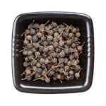 The berries are small, round, and dark brown, with a wrinkled texture and a spicy, pungent flavor. Cubeb is commonly used in Asian and Middle Eastern cuisine as a seasoning for meats, vegetables, and soups.