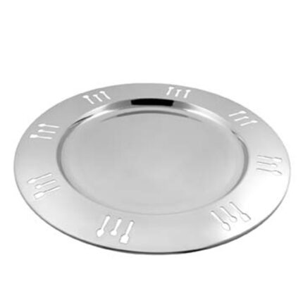 Made from high-quality materials, this charger plate has a smooth and polished surface, creating a sophisticated backdrop for silverware. Its simple yet refined design adds a touch of modernity to table settings, making it suitable for both casual and formal dining occasions.