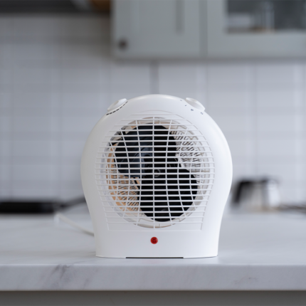 The heater consists of a heating element enclosed in a wire mesh or grill, mounted on a stand or base, and is usually made of plastic or metal. The heater may also have adjustable settings for temperature and power, and may be equipped with a timer or oscillation feature. The fan heater is compact and portable, making it suitable for small spaces or for use in a single room.