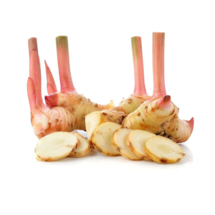 The galangal root has a light brown, woody exterior with a firm texture. It is commonly used in Southeast Asian cuisine, particularly Thai, Indonesian, and Malaysian dishes. Galangal has a pungent and citrusy flavor, with hints of ginger and pepper.