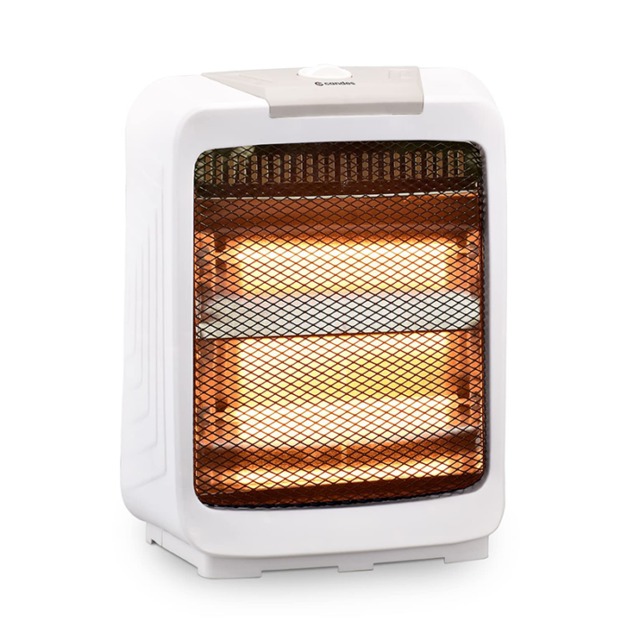 The Heater Consists Of One Or More Halogen Bulbs Mounted On A Stand Or Base, And Is Enclosed In A Wire Mesh Or Grill For Safety. The Bulbs Emit A Bright, Warm Light And Heat Up Quickly, Making The Heater Ideal For Spot Heating Or For Use In Small Rooms. The Heater May Also Have Adjustable Settings For Temperature And Power, And May Be Equipped With A Timer Or Oscillation Feature.