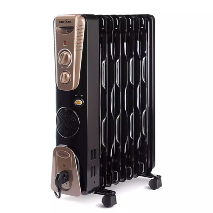 The non-PTC OFR has a traditional design with heating elements immersed in oil, while the PTC OFR has a more modern design with a ceramic heating element coated with a layer of PTC material. Both radiators have fins or panels for heat dissipation and are housed in a metal casing with wheels for mobility.