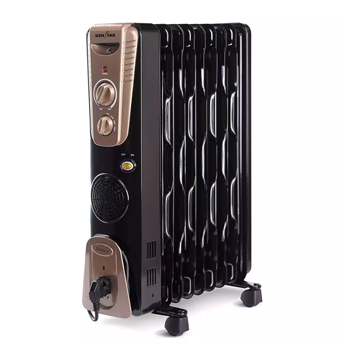 The Non-Ptc Ofr Has A Traditional Design With Heating Elements Immersed In Oil, While The Ptc Ofr Has A More Modern Design With A Ceramic Heating Element Coated With A Layer Of Ptc Material. Both Radiators Have Fins Or Panels For Heat Dissipation And Are Housed In A Metal Casing With Wheels For Mobility.