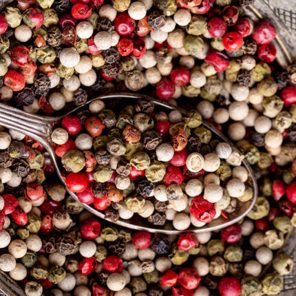 Pink peppercorns are a spice commonly used in culinary applications, particularly in French and Mediterranean cuisines. They can be used whole or ground to add a mild, sweet heat to various dishes, such as salads, sauces, and seafood. Pink peppercorns are also known for their potential health benefits, such as having antioxidant and anti-inflammatory properties.