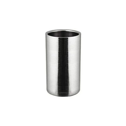 The wine cooler features a ribbed pattern design that adds a touch of sophistication to its appearance.
