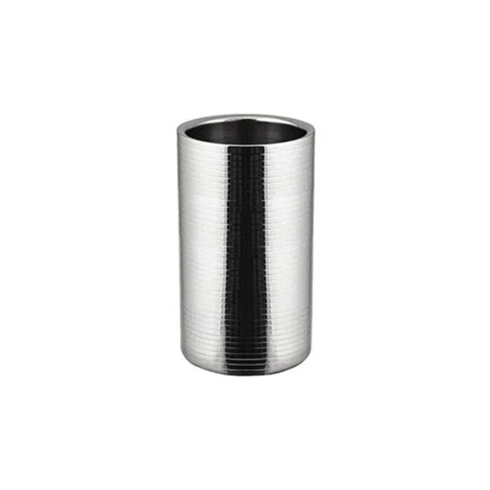 The Wine Cooler Features A Ribbed Pattern Design That Adds A Touch Of Sophistication To Its Appearance.