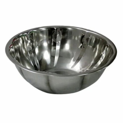 The bowl is round in shape, with a smooth and polished surface. It is typically made of ceramic, porcelain, glass, or stainless steel.