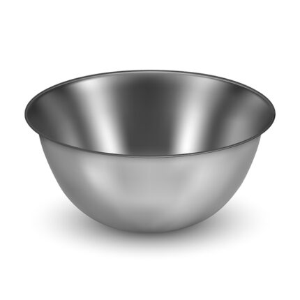 The bowl has a round shape with a deep profile, allowing for larger food quantities or liquid-based dishes. It may be made of ceramic, porcelain, glass, or stainless steel, depending on the material.