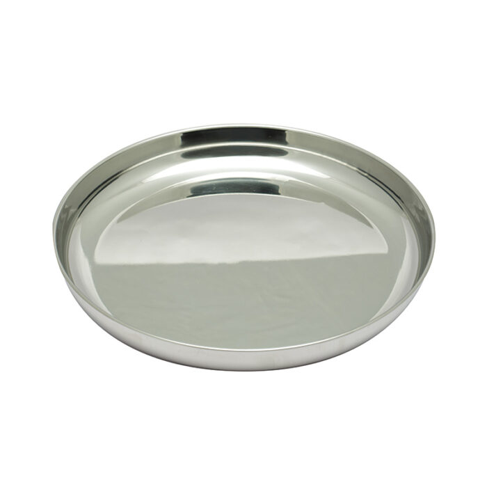 This Round Tray Is Designed For Carrying And Presenting A Variety Of Items, Such As Beverages, Appetizers, Or Desserts. Its Raised Edges Help Prevent Spills And Provide Stability During Transportation.