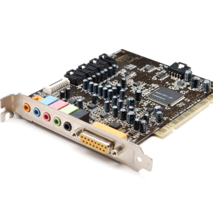 The sound card may be an internal card installed on a motherboard or an external device connected via USB.