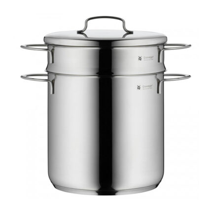 . The spaghetti pot features a tall, narrow shape with a capacity to hold a generous amount of water for boiling pasta.