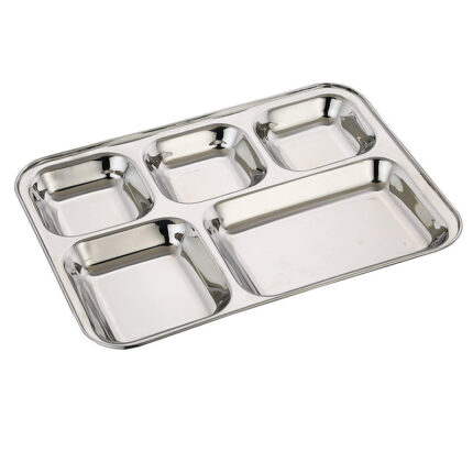 The tray is divided into separate compartments, making it ideal for arranging and serving various items, such as snacks, condiments, or small appetizers.