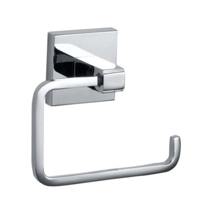 The holder is typically made of metal, plastic, or wood and has a horizontal bar or spring-loaded mechanism to securely hold the toilet paper roll. It is installed at a convenient height in bathrooms and provides easy access to toilet paper.