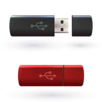 . The flash drive may have a small rectangular or stick-like shape, with a USB connector on one end and a protective cap or sliding mechanism to cover the connector.