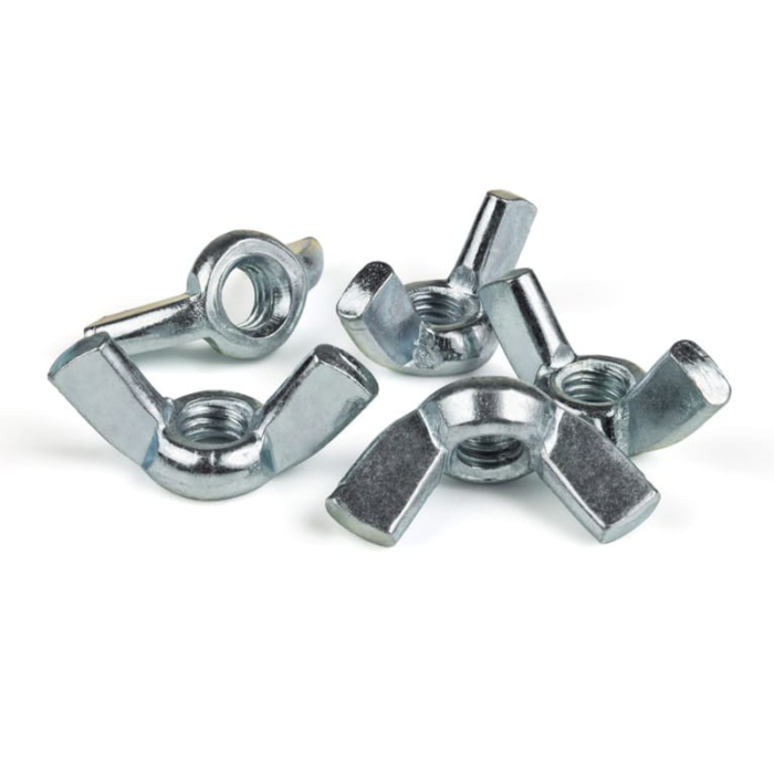 The Nut Is Made Of Metal With A Silver Or Gray Finish, And Has A Threaded Interior That Allows It To Be Screwed Onto A Bolt Or Threaded Rod. The Wings Of The Nut Are Designed To Provide A Secure Grip And Make It Easy To Tighten Or Loosen By Hand, Without The Need For Tools.