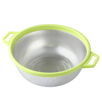 The colander features a unique design with multiple, adjustable sizes to accommodate different needs. It is made of high-quality, durable materials and has a perforated surface with small holes or slots for efficient drainage.