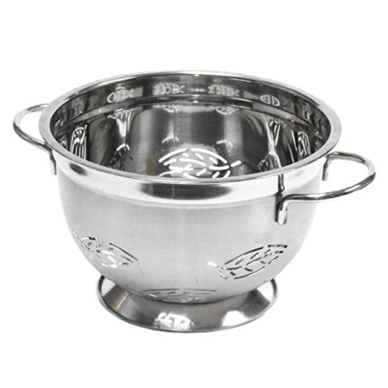 The leaf colander is typically made of durable and heat-resistant materials such as silicone or stainless steel. It features a hollowed-out leaf-shaped bowl with small perforations or holes to allow liquids to drain effectively while keeping the food inside.
