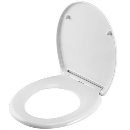 The seat is typically made of plastic, wood, or other materials and is designed to provide a comfortable and hygienic seating surface for using the toilet. It is attached to the toilet bowl with hinges and can be lifted or lowered as needed.