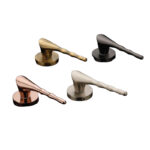 A classic and durable brass door handle, crafted with precision to provide a comfortable grip and enhance the aesthetic appeal of your doors.