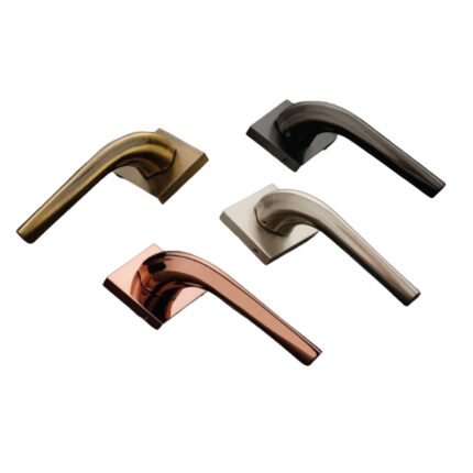 A sophisticated and sturdy brass door handle, featuring a timeless design that adds a touch of elegance to any door.