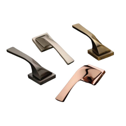 A sleek and versatile brass door handle, exuding a contemporary charm and providing a reliable grip for easy door operation.