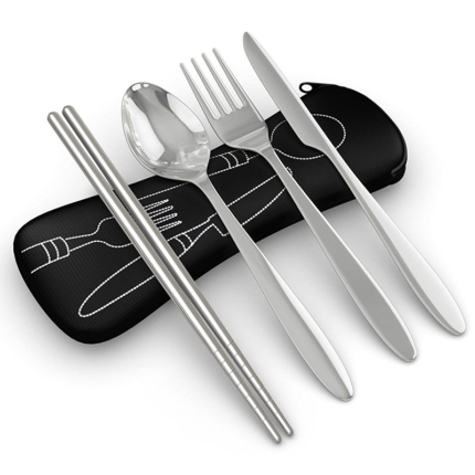 Lightweight and portable utensils specifically designed for outdoor camping and adventure activities.