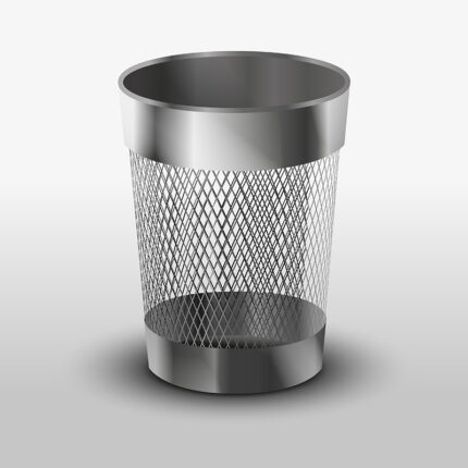 A conical paper bin with a round hole opening for convenient disposal of paper waste.