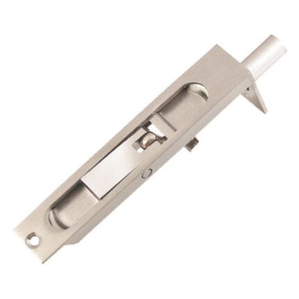 A flush-mounted bolt for securing doors or gates.