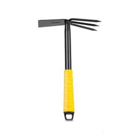 Hoe Trowel Dual Tone, a unique gardening tool with a dual-tone design featuring a sharp, angled blade on one side and a scoop-shaped trowel on the other, providing versatility for tasks such as cultivating, digging, and transplanting in the garden.