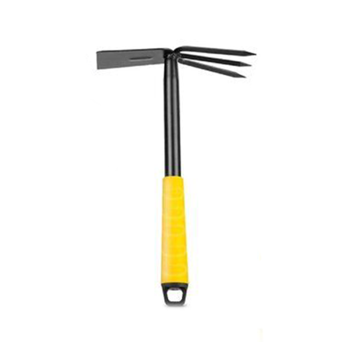 Hoe Trowel Dual Tone, A Unique Gardening Tool With A Dual-Tone Design Featuring A Sharp, Angled Blade On One Side And A Scoop-Shaped Trowel On The Other, Providing Versatility For Tasks Such As Cultivating, Digging, And Transplanting In The Garden.