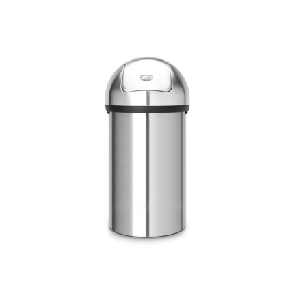 The push bin typically has a lid that can be opened by simply applying pressure to it, either by hand or with the use of a foot pedal.