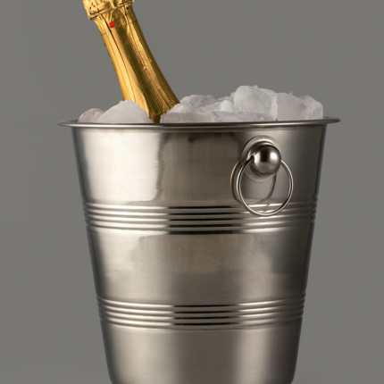 A ribbed champagne bucket is a stylish and functional container specifically designed for chilling and presenting champagne or sparkling wine.