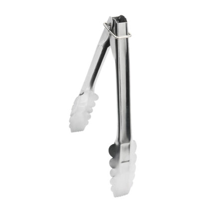 The use of tongs provides a firm and controlled grip, allowing for safe and precise handling in a variety of settings.