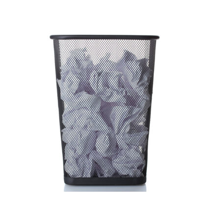 Perforated dust bin made of durable material, featuring small holes for improved ventilation and preventing odors.