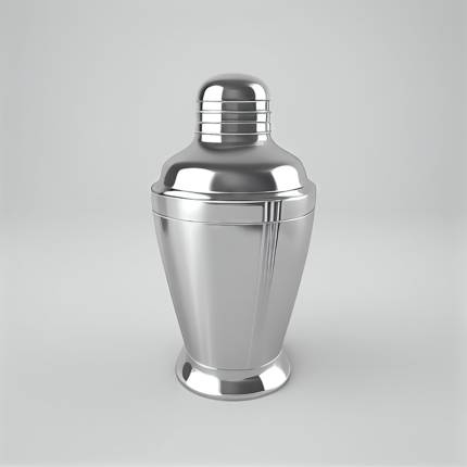 This shaker typically consists of two main parts: a metal body and a fitted lid with a built-in strainer.