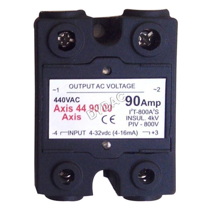 Black 90 Amps Solid State Relay - A High-Power Solid-State Relay With A Maximum Current Handling Capacity Of 90 Amps And Black Housing.