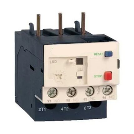 Black Thermal Overload Relays - Thermal protection devices that detect excessive current flow and shut down circuits to prevent overheating.