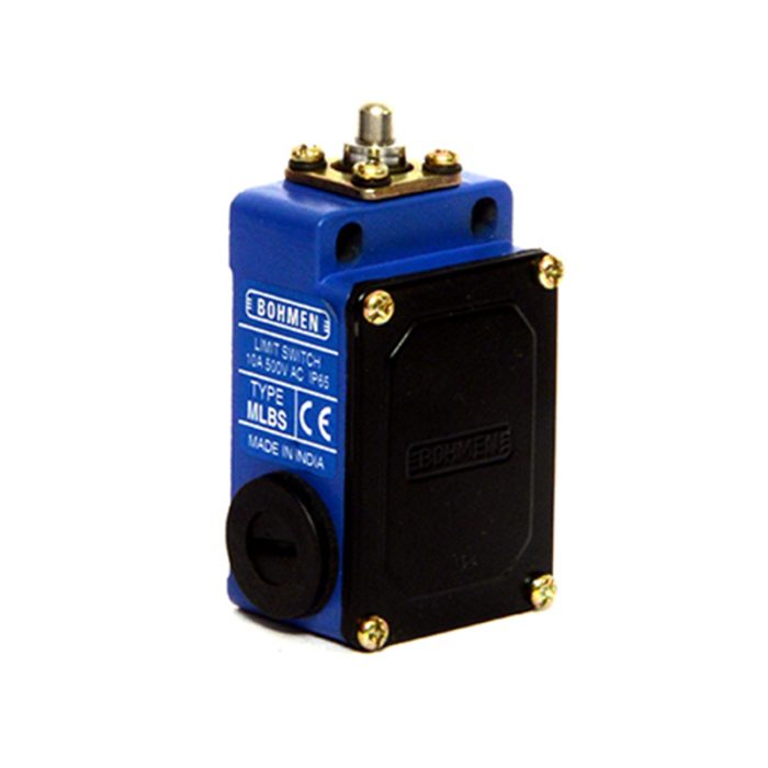 Blue Black Mlbs Limit Switch - A Limit Switch Colored In Blue And Black, With Mlbs Marking.