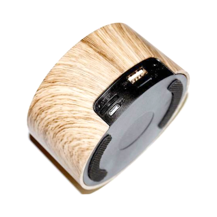 Brown Wooden Portable Speaker - A Portable Speaker Made Of Wood With A Brown Finish.