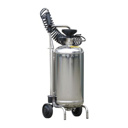 The sprayer features a tank for holding liquids and a nozzle for dispensing the contents with the help of compressed air.