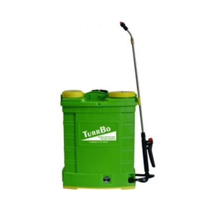 A portable sprayer designed for agricultural use. It has a capacity of 20 liters and is powered by a battery for convenient and efficient spraying of crops and fields