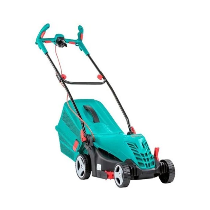 A Lawn Mower Manufactured By Bosch, Featuring A Green-Colored Body. The Mower Is Designed To Cut Grass And Maintain Lawns Efficiently And Is Likely Equipped With Various Features For Ease Of Use And Optimal Performance.